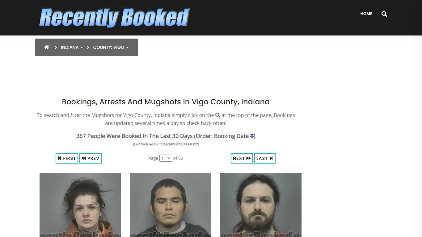 Bookings, Arrests and Mugshots in Vigo County, Indiana - Recently Booked