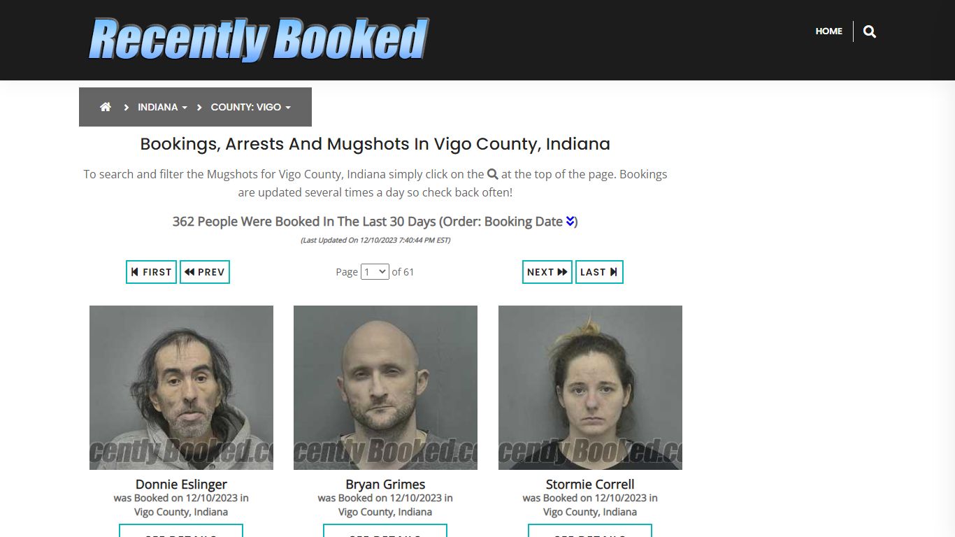 Recent bookings, Arrests, Mugshots in Vigo County, Indiana