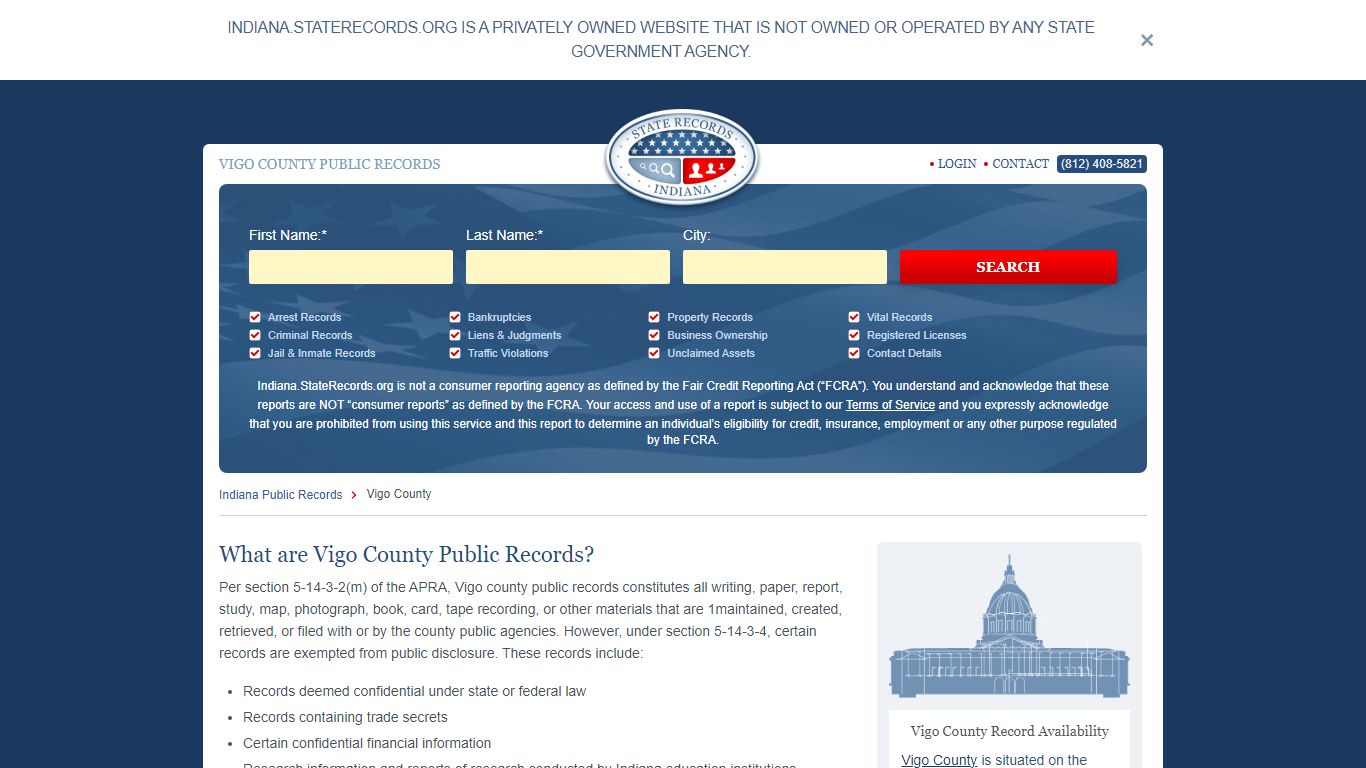 Vigo County Arrest, Court, and Public Records | StateRecords.org